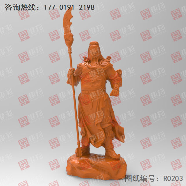 關(guān)公立體擺件3d模型電腦雕刻圖_玉石雕刻機(jī)廠家