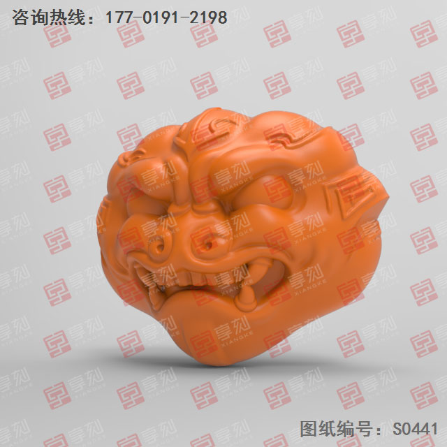 碧玉獸頭吊墜電腦精雕圖紙_五軸玉石雕刻機廠家