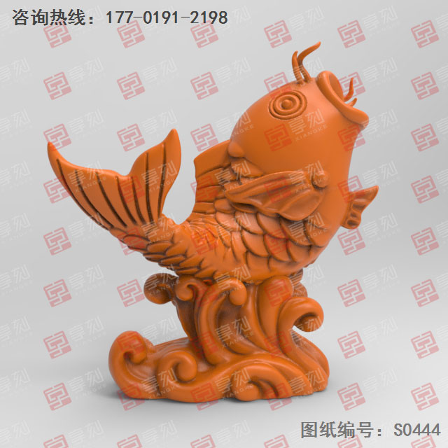 魚躍龍門模型精雕玉雕圖紙_五軸雕刻機(jī)廠家