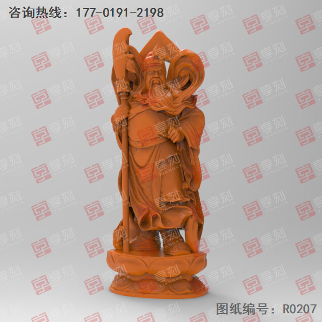 關(guān)公擺件電腦3d模型立體精雕圖_五軸雕刻機廠家