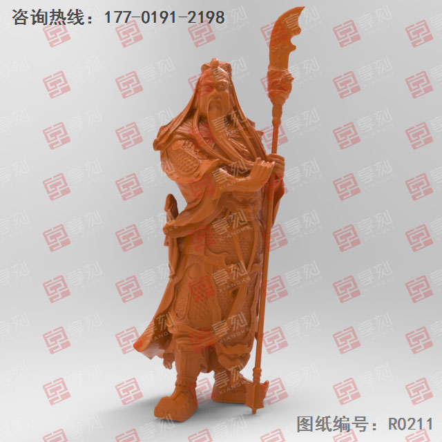 關羽擺件3D模型精雕圖_五軸雕刻機廠家