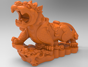 招財貔貅擺件3D模型精雕圖_五軸雕刻機廠