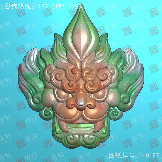 獸頭浮雕工藝品精雕機圖紙_五軸雕刻機廠家