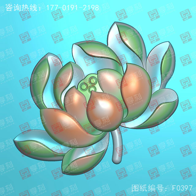 蓮花花件電腦精雕圖紙_五軸雕刻機廠家